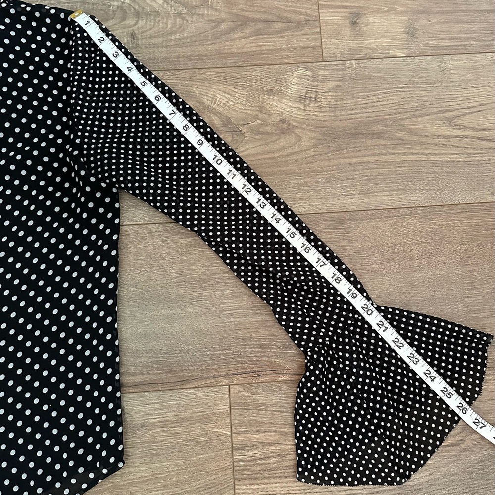 Joie Silk Polka Dot Ruffle Blouse Black & White Sz. Small - Picture 10 of 15
